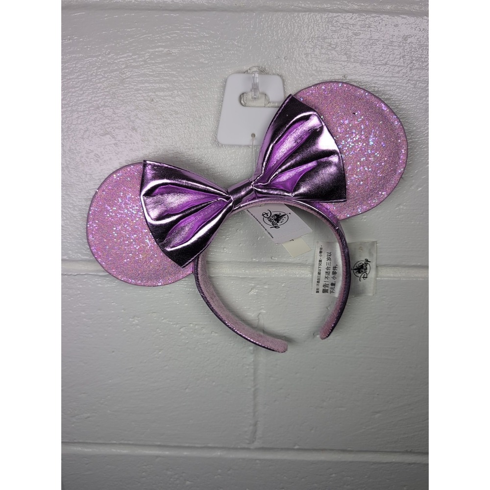Disney Parks Minnie Mouse Pink Sequin & Purple Bow Ear Headband New